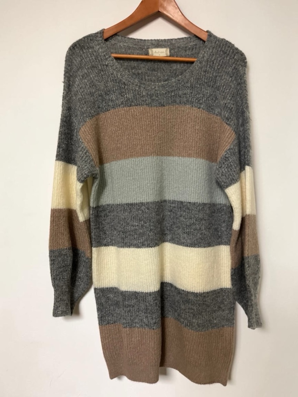 Altar'd State Modern Block neutral tone oversized Striped Sweater dress size S